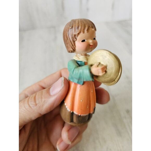 Anri girl cymbal band‎ wooden drums vintage Victorian pink figurine - Picture 5 of 8